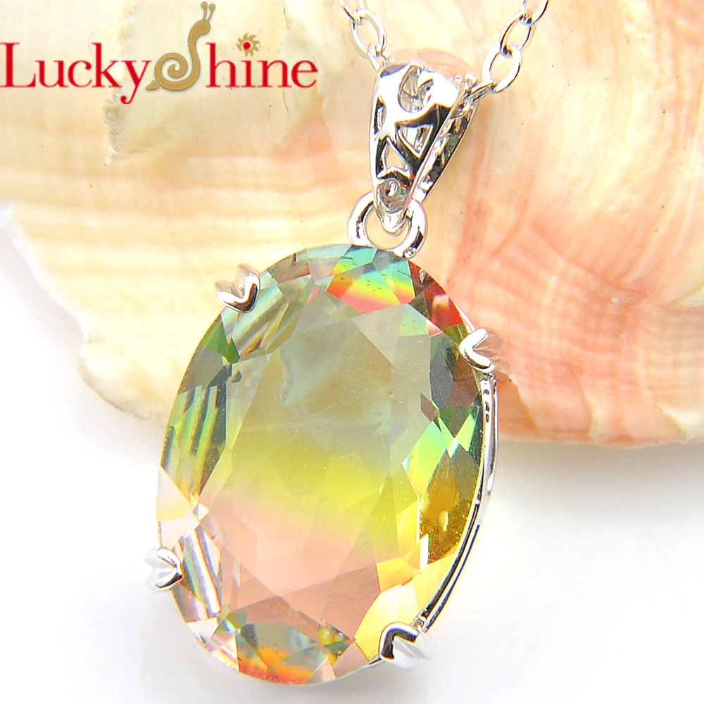 Luckyshine женские ювелирные изделия градиент Двухцветный турмалин CZ подвески