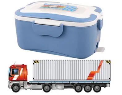 24V blue for truck Портативный Ланч-бокс с электрическим подогревом, Ланч-бокс, пищевой контейнер, подогреватель пищи, 4 пряжки, наборы посуды - Цвет: 24V blue for truck