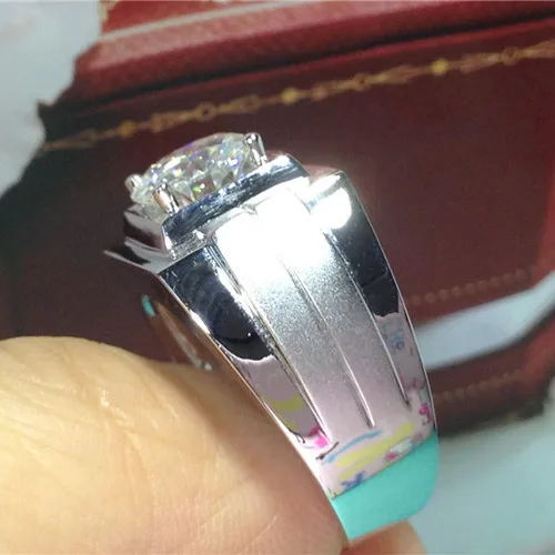 Трансвеститы, роскошное качество, 14 K 585, белое золото, кольцо, классика, 1 карат муассанит, мужское обручальное кольцо, обручальное кольцо для мужчин