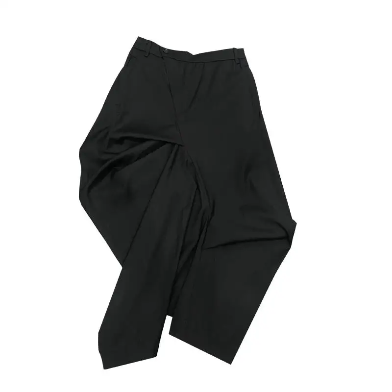 black KZH1859 XITAO неровный Черный Крест женские брюки Летние Повседневные Высокая талия дизайн брюки миди корейский стиль одежда KZH1859 - Цвет: black KZH1859