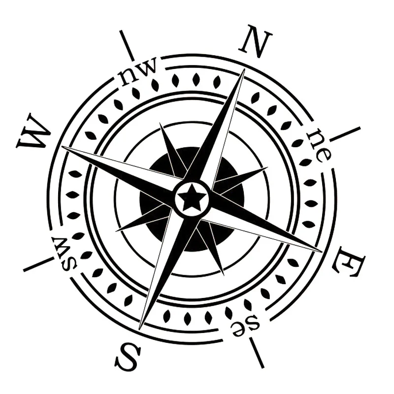 16 6 см * NSWE Compass наклейки на автомобиль Vinyl S6 3529 Black/Silver| |