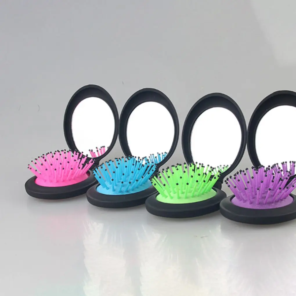 Высокое качество 2 в 1 Женская портативная Мини Складная Щетка массажная круглая