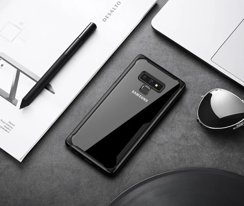 Для Samsung Galaxy Note 9 чехол силиконовый бампер + пластиковый ПК для Note9 прозрачный