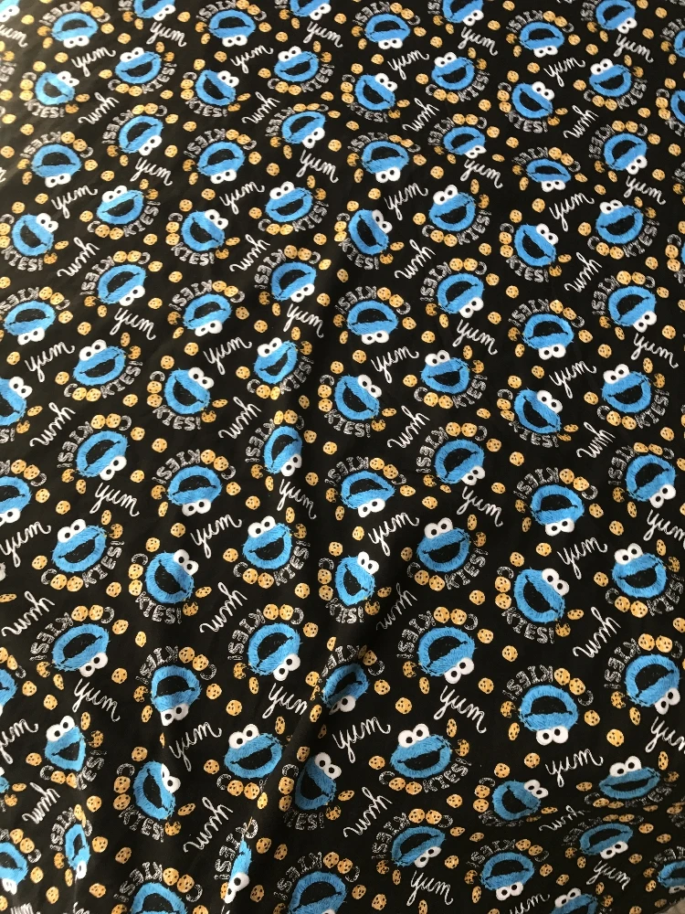 Синий Улица Сезам Cookie Monster двойной трикотажной хлопковой ткани для Вышивание