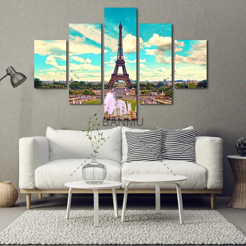 Картина на холсте Эйфелева башня (без рамки) 5 шт./компл. | Дом и сад