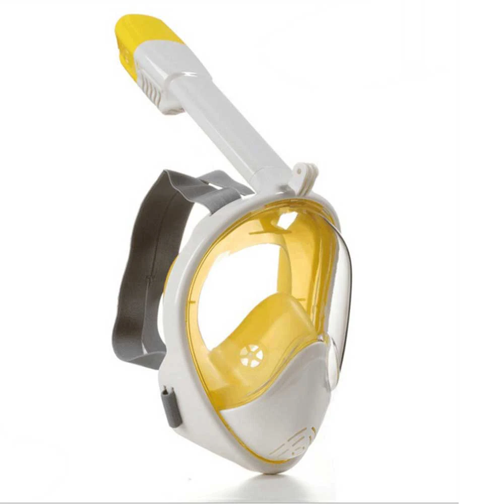 Yellow and white 1 Двойной дыхание анти-туман анфас маска для подводного плавания Для женщин Для мужчин детей взрослых дайвинг маска, оборудование полный уход за кожей лица Плавание маска для подводного плавания - Цвет: Yellow and white 1