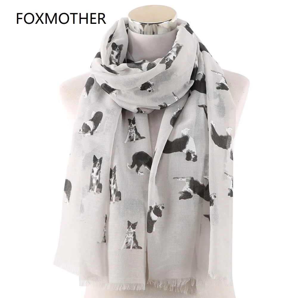FOXMOTHER легкий серый белый шарф для питомца овчарки для любителей собак Шаль Обертывание животных шарфы для женщин