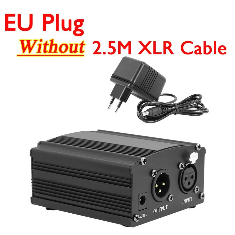 Для Bm 800 микрофон 48V Phantom Питание с адаптер XLR аудио кабель для конденсаторный микро микрофон для караоке микрофон - Цвет: EU Plug Without XLR