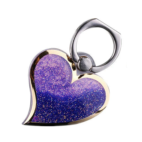 Deep Blue Bling Любовь Сердце Кольцо держатель блеск зыбучие пески для чехол для телефона крышка в форме сердца 360 градусов палец мобильный телефон стенд попсокет для телефона на телефон - Цвет: Deep Blue