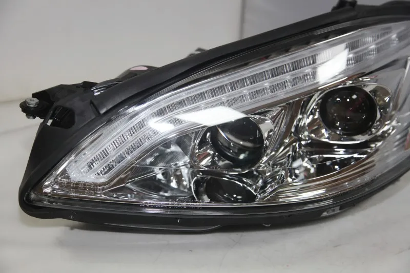 1 пара чехол для автомобиля для Mercedes-Benz S class W221 S350 S500 S600 светодиодный головной светильник 2006 2007 2008 хромированный корпус