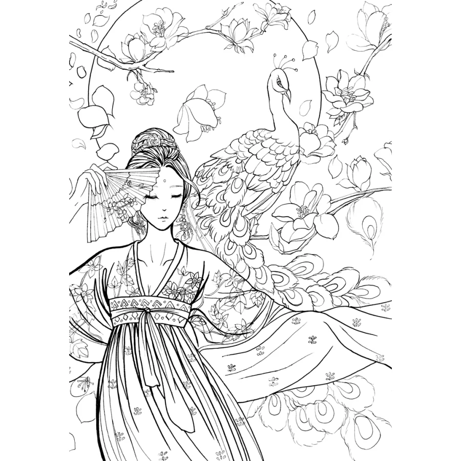 Китайская книжка раскраска линия эскиз рисование учебник древняя красота