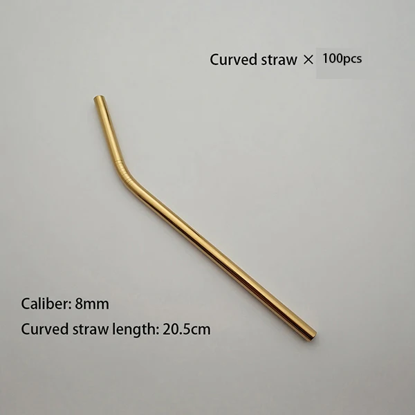 Gold Curved Горячая 100 шт многоразовый металлический соломинка высокого качества 304 из нержавеющей стали Drinking0 тюбик для очищающего средства щетка пищевой сочный вечерние набор - Цвет: Gold Curved