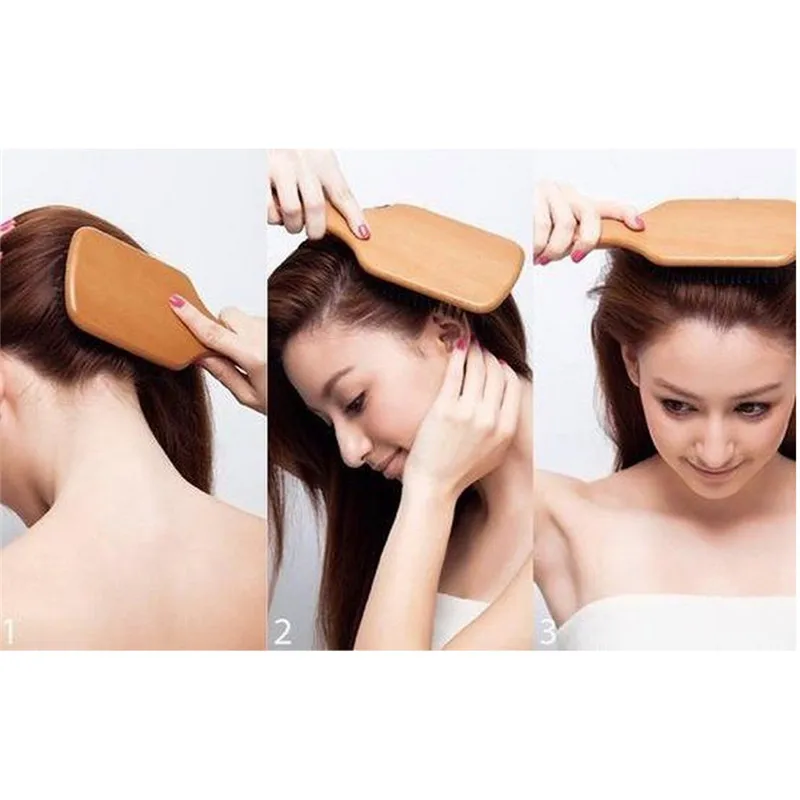 Горячая Распродажа деревянные бамбуковые волосы щеточка для ухода за волосами и