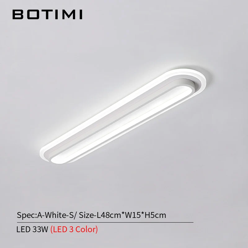 A-White-S-Tricolor BOTIMI прямоугольник 220 В светодиодный потолочный светильник для коридора Современный Белый поверхностный монтаж гардеробная лампа простое офисное освещение - Цвет корпуса: A-White-S-Tricolor