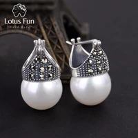 lotus fun real 925 sterling silver natural mother of pearl earrings fine jewelry vintage fashion drop earrings for women brincos