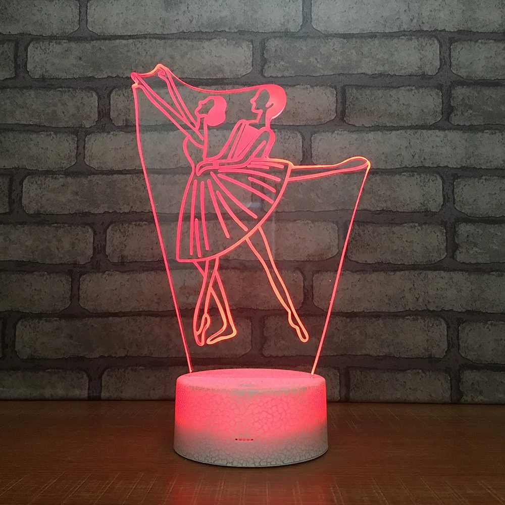 Couple Ballet Dancer 3D LED RGB Night Light 7 Color Change Desk Action Figures 226 Boys Girls Christmas Toys | Игрушки и хобби