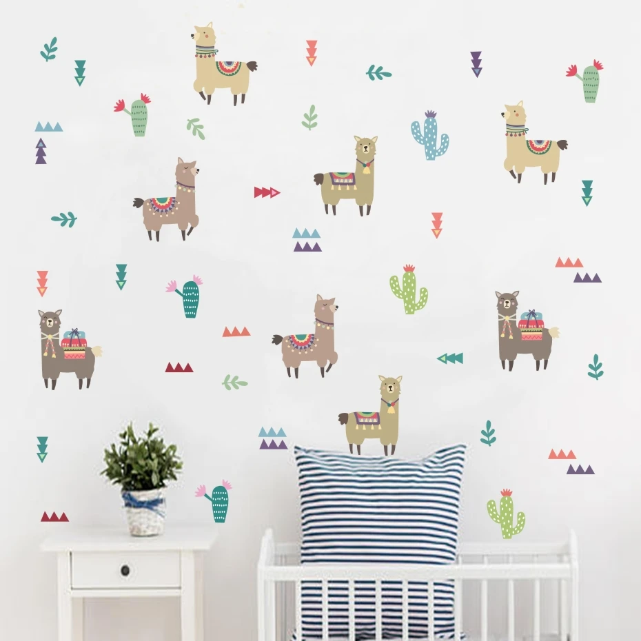 Alpacas наклейки на стену в индийском стиле с мультяшными животными лама для детской