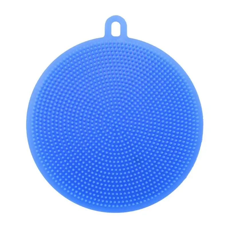 Silicone Dish Bowl Cleaning Brush Multifunction Scouring Pad Pot Pan Washing Wash Brushes Kitchen Cleaner Washing Tool - Цвет: Синий