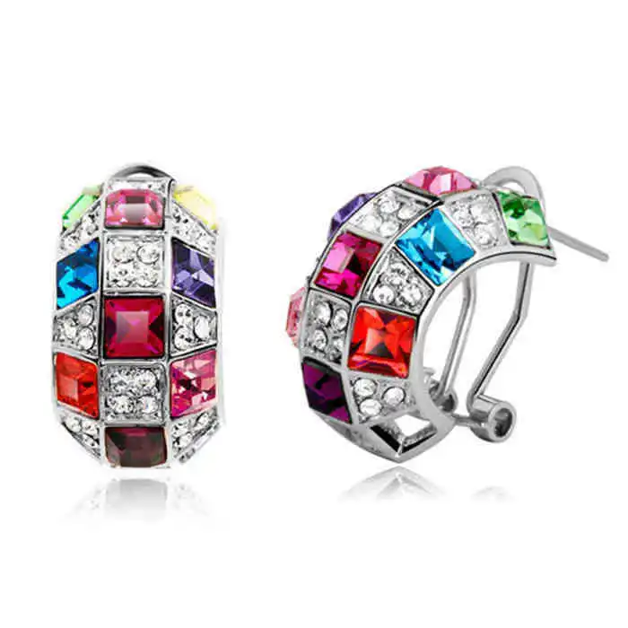 Free Shipping New Fashion Stud earrings Colorful Bow Earring Austrian crystal jewelry apparel accessories Top Quality | Украшения и