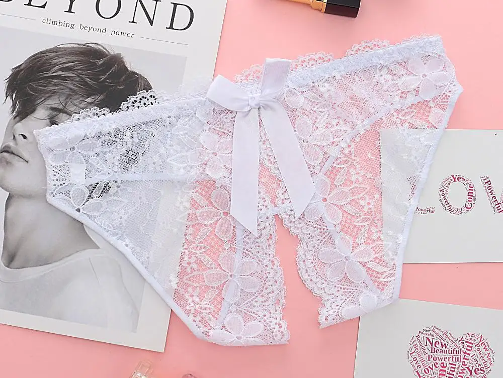 Женские сексуальные открытые трусики без швов кружевные из спандекса стринги