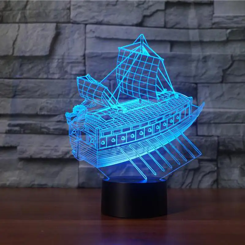Парусная лодка 3d ночник Led 7 цветов меняющая настольная лампа usbsithroom Огни Новинка