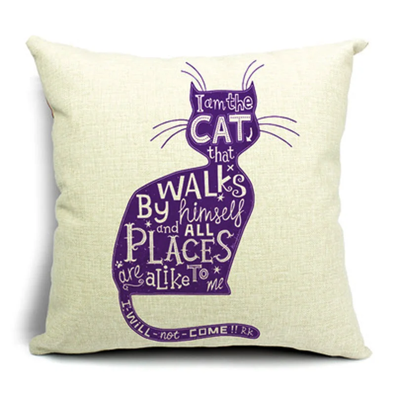 

New cute animal cat square linen pillowcase home sofa cushion cover office pillow covers