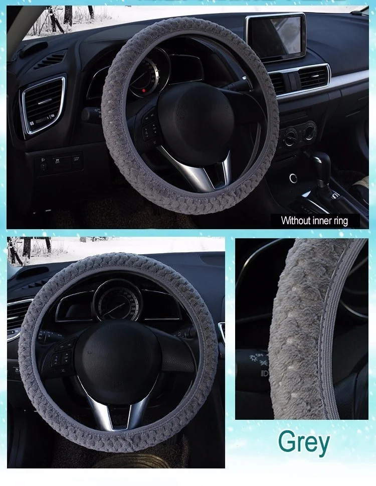 Серый Жемчужный бархатный зимний автомобильный чехол на руль/Универсальный Мягкий Теплый Плюшевые покрывала для рулевого управления TD326 - Название цвета: Серый