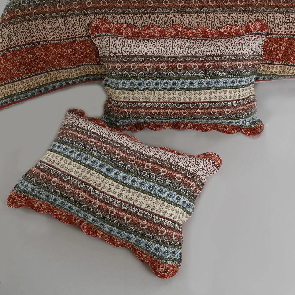 Comprare CHAUSUB Bohemia Quilt Set 3 Pezzi/4 Pezzi Copriletto In Cotone Sul Letto Copripiumino Set Biancheria Da Letto Trapuntato Queen Size Coperta Estiva Sul Letto