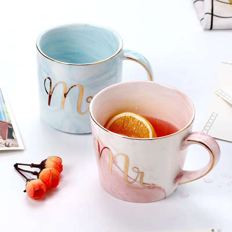 Мраморные золотые керамические чашки с золотой надписью креативные Кружки