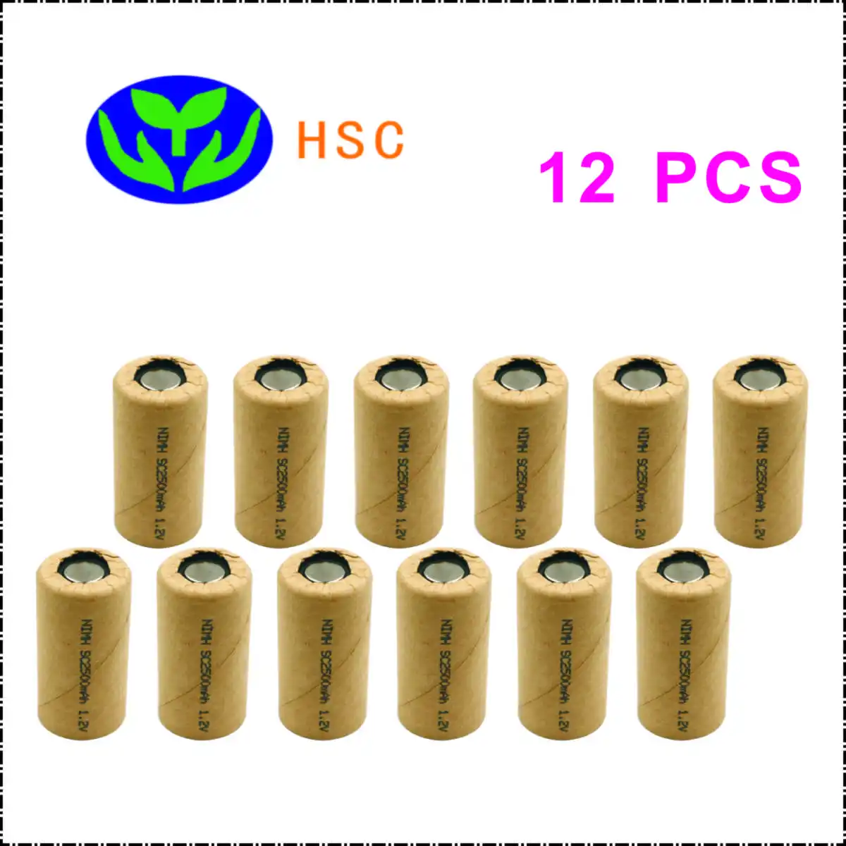 SC2500-12 SC2500mAh 1,2 V перезаряжаемая NiMh батарея, высокая скорость разряда 10C для батареи электроинструмента - Цвет: SC2500-12