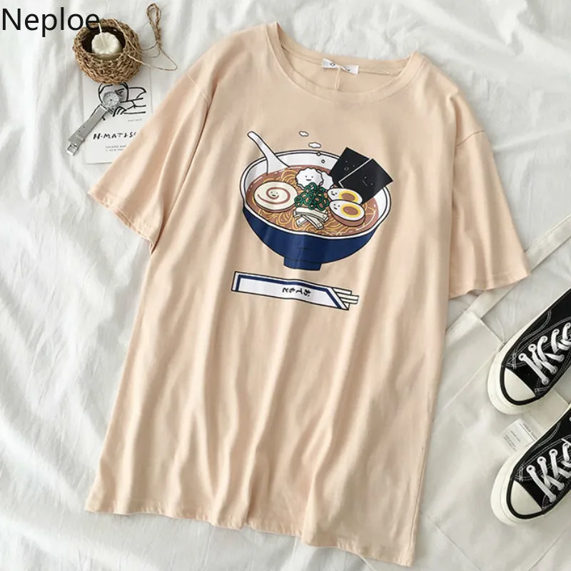 Neploe/2019 Новое поступление женские топы с принтом лапши летние футболки короткими