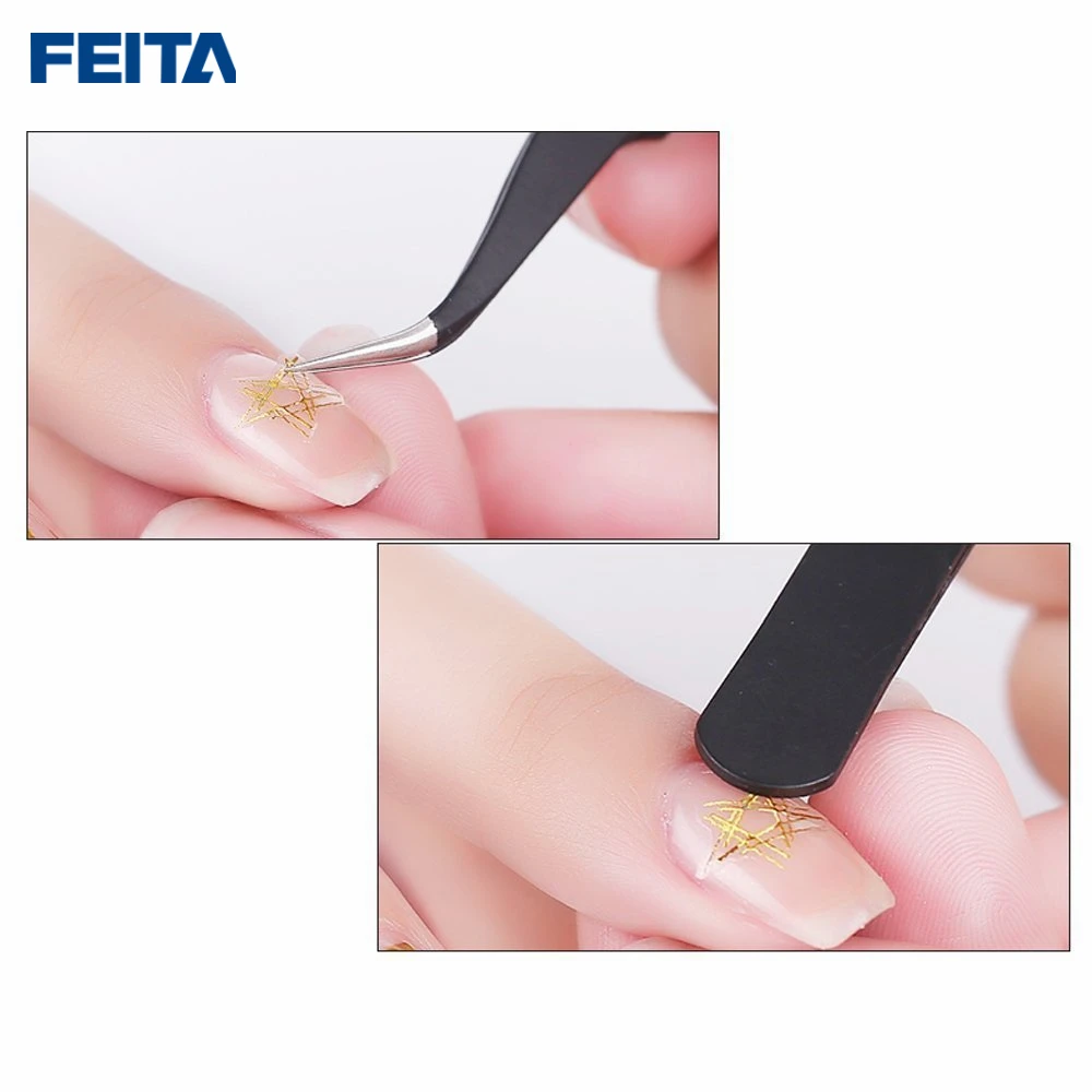 

FEITA 2PCS ESD-14&15 Stainless Steel Tweezers Set Precision Bent and Pointed Tip for Nail Art, Electronic DIY, Phone Hand Tools