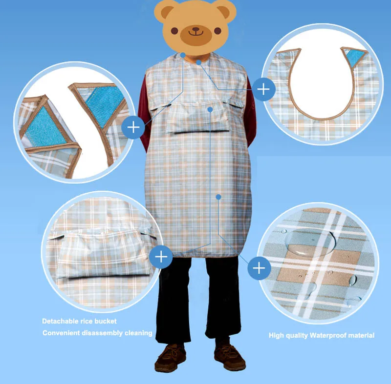 Водонепроницаемый Съемный нагрудник для риса взрослых большой размер 110x70 см|bib