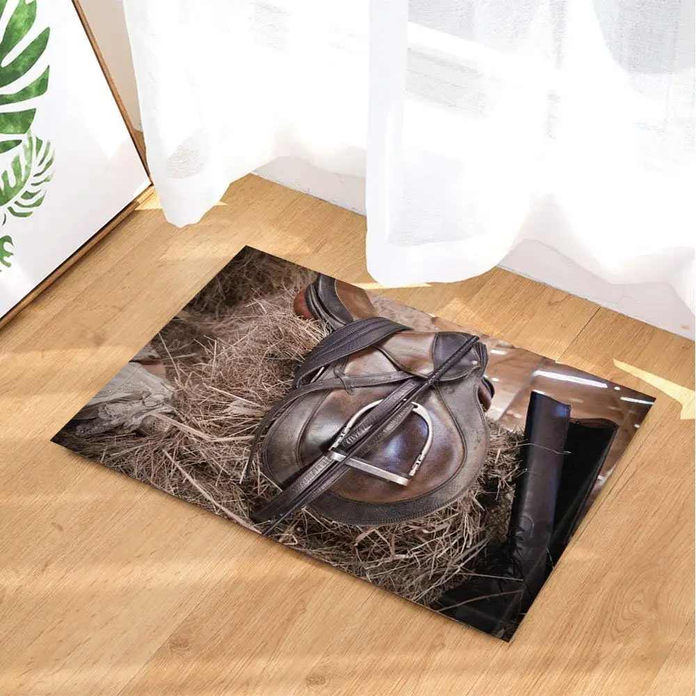 Ковбойский декор коврики для ванной плетеный стиль стремя и соломы нескользящий