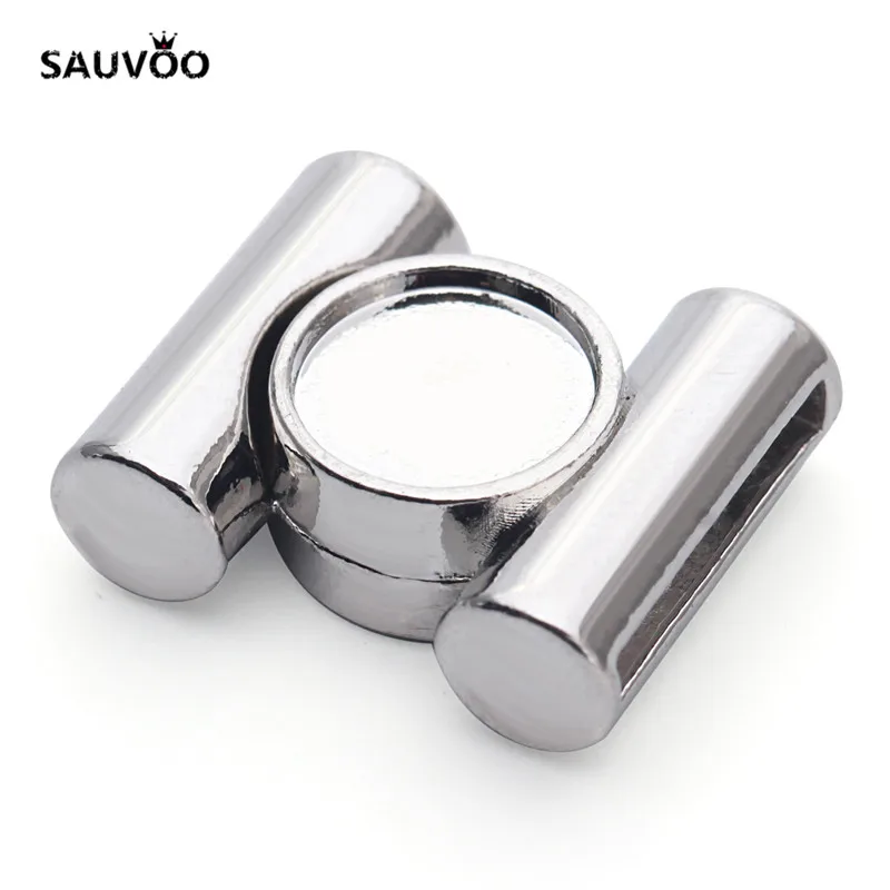 

Sauvoo 10pc/lot Hole 3*15mm Rhodium Color Strong Flat Leather Cord Connector Magnetic Clasps DIY Jewelry Findings F1905