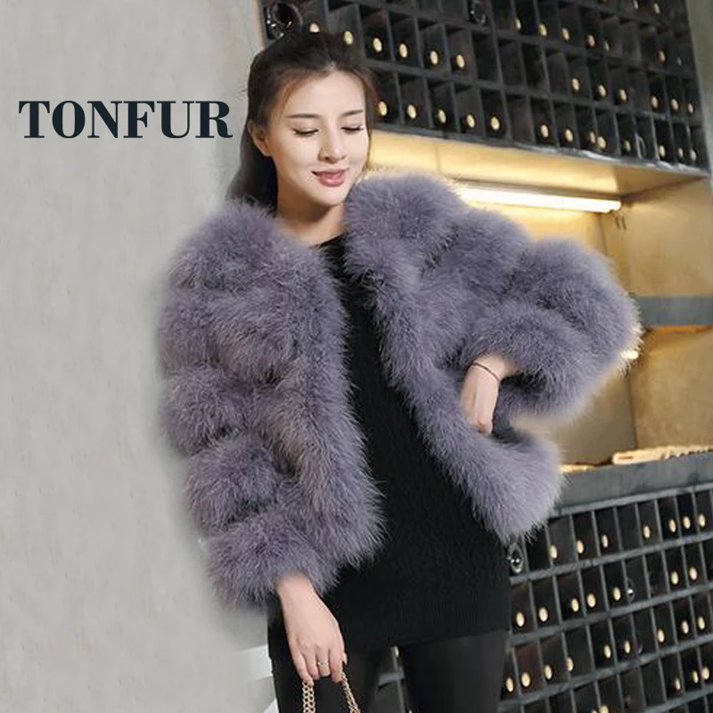 Новинка 2019 вязаное пальто из натурального страусиного меха вязаная куртка