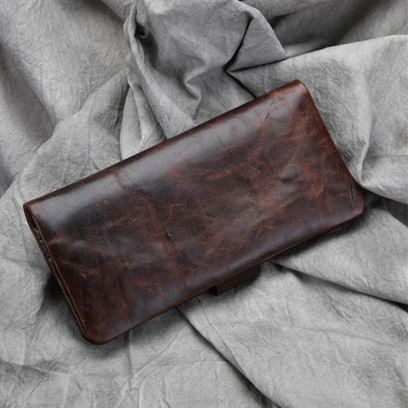 Роскошные винтажные высококачественные мужские длинные кошельки из коровьей