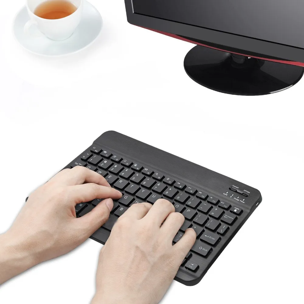 

Zienstar Ultra Slim 10" Spanish Wireless Bluetooth Keyboard for IPAD,MACBOOK,LAPTOP, Computer PC and Tablet,Rechargeable Battery