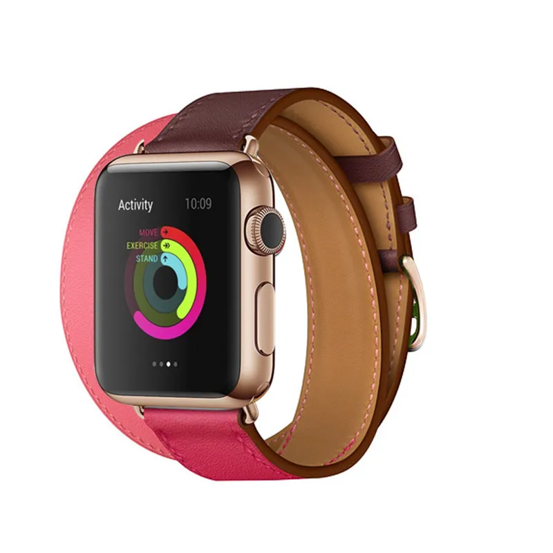 Розовое золото застежка удлиненный двойной Тур подлинный ремешок для Apple Watch 4 3 мм