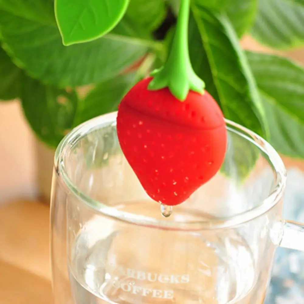Силиконовые красные Клубничные чайные пакетики Infusers Фильтры для кофейных чайных