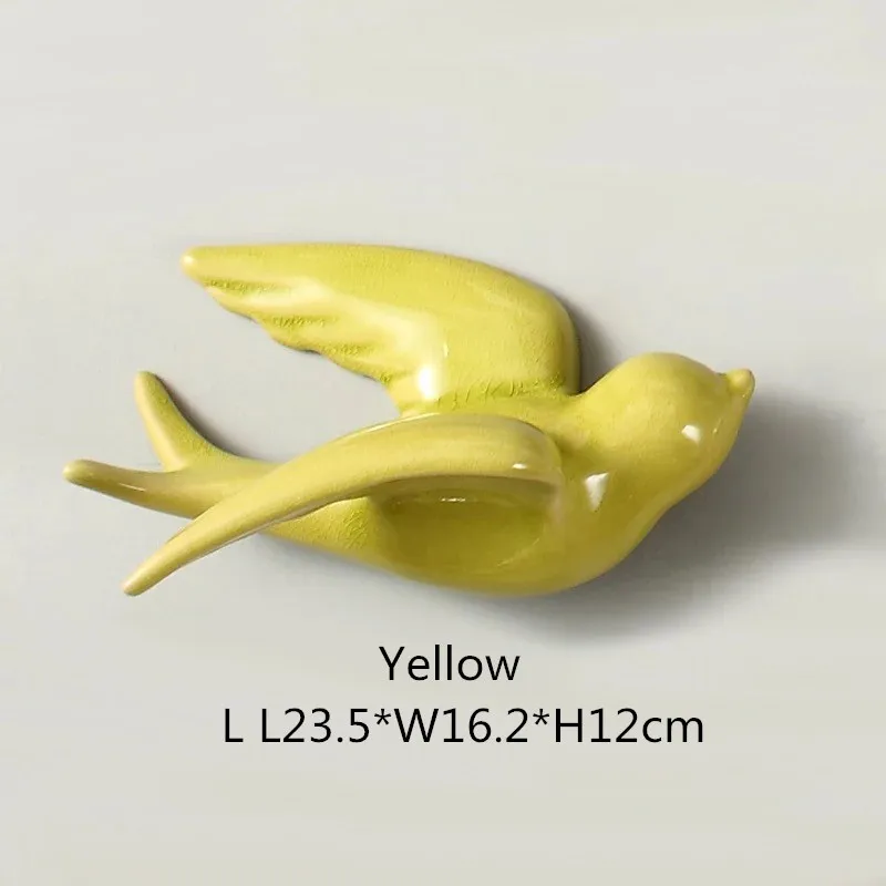 Yellow L NOOLIM керамические 3D смолы настенные Висячие птицы украшения домашнего интерьера ТВ фон настенные украшения Имитация ремесла птица - Цвет: Yellow L