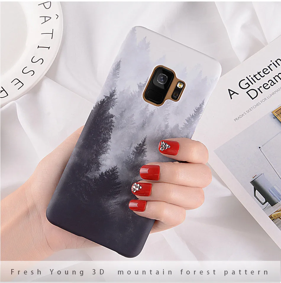 Lovebay чехол для телефона для samsung Galaxy Note 8 9 S8 S9 Plus горный пик лес пейзаж Жесткий PC задняя крышка чехол s для S7 Edge