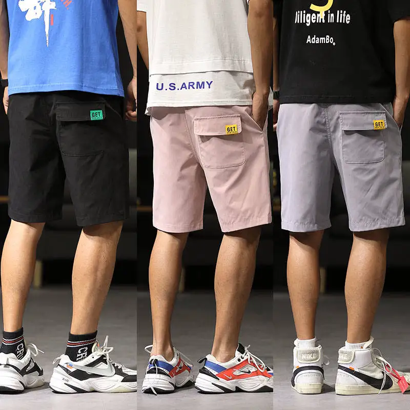 

2019 Men Cargo Shorts Streetwear Casual High Street Loose Short Pants Black Summer Knee Length Shorts Men Funny Hip Hop Shorts