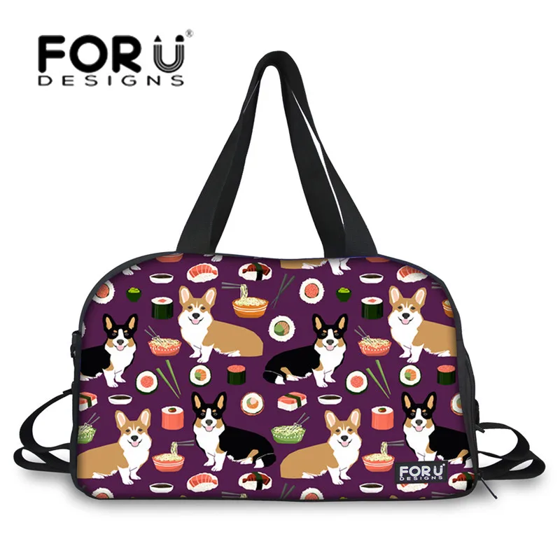 FORUDESIGNS/уличный Коврик для йоги, сумка для женщин, милый Принт коргис, большие спортивные сумки, женские сумки для фитнеса, сумки через плечо с карманом для обуви - Цвет: ZJZ571T