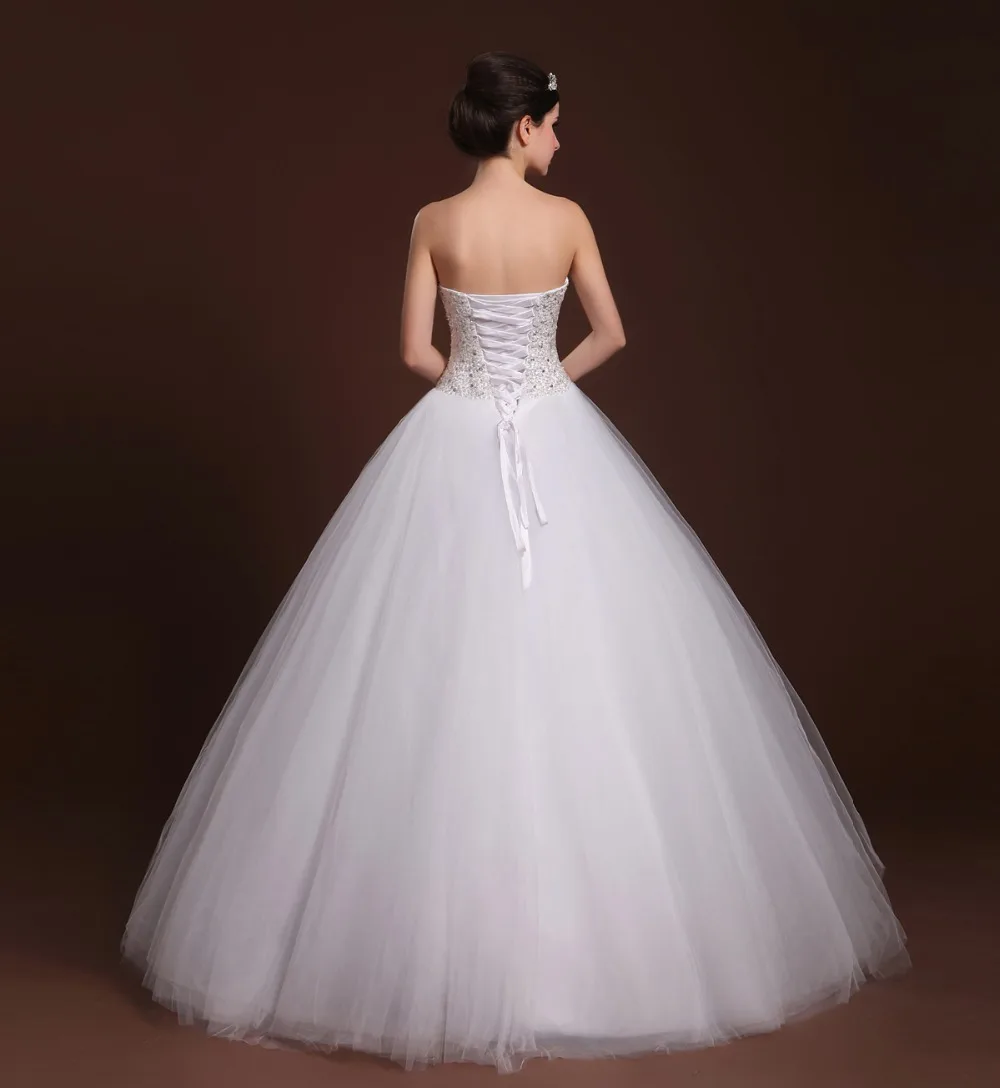 Princesa без бретелек Тюль спинки Vestidos De Noiva Роскошный Кристалл бисер бальное платье