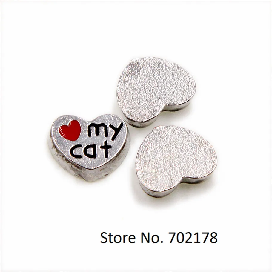 Love my cat FC037 wholesales10pcs floating locket glass charm fit living as families friend gift | Украшения и аксессуары