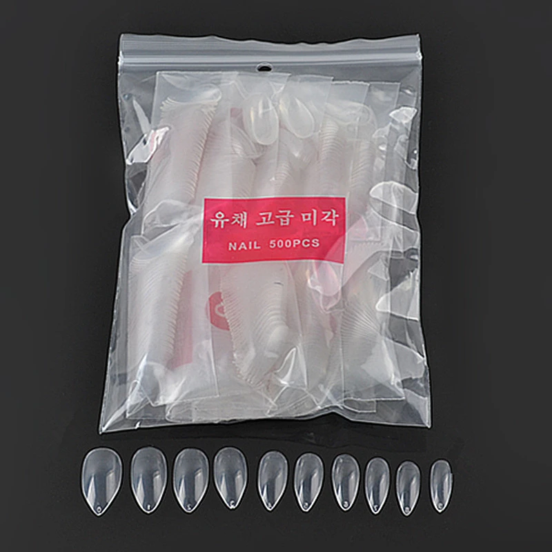 120 pcs Clear Perforate Full Cover Sharp Water Drop Acrylic Fake Nail | Красота и здоровье