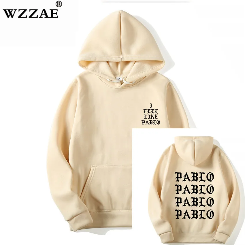 I Feel Like Paul Pablo Kanye West, мужские толстовки с капюшоном, толстовки в стиле хип-хоп, уличная толстовка с капюшоном Pablo, худи - Цвет: Khaki 2