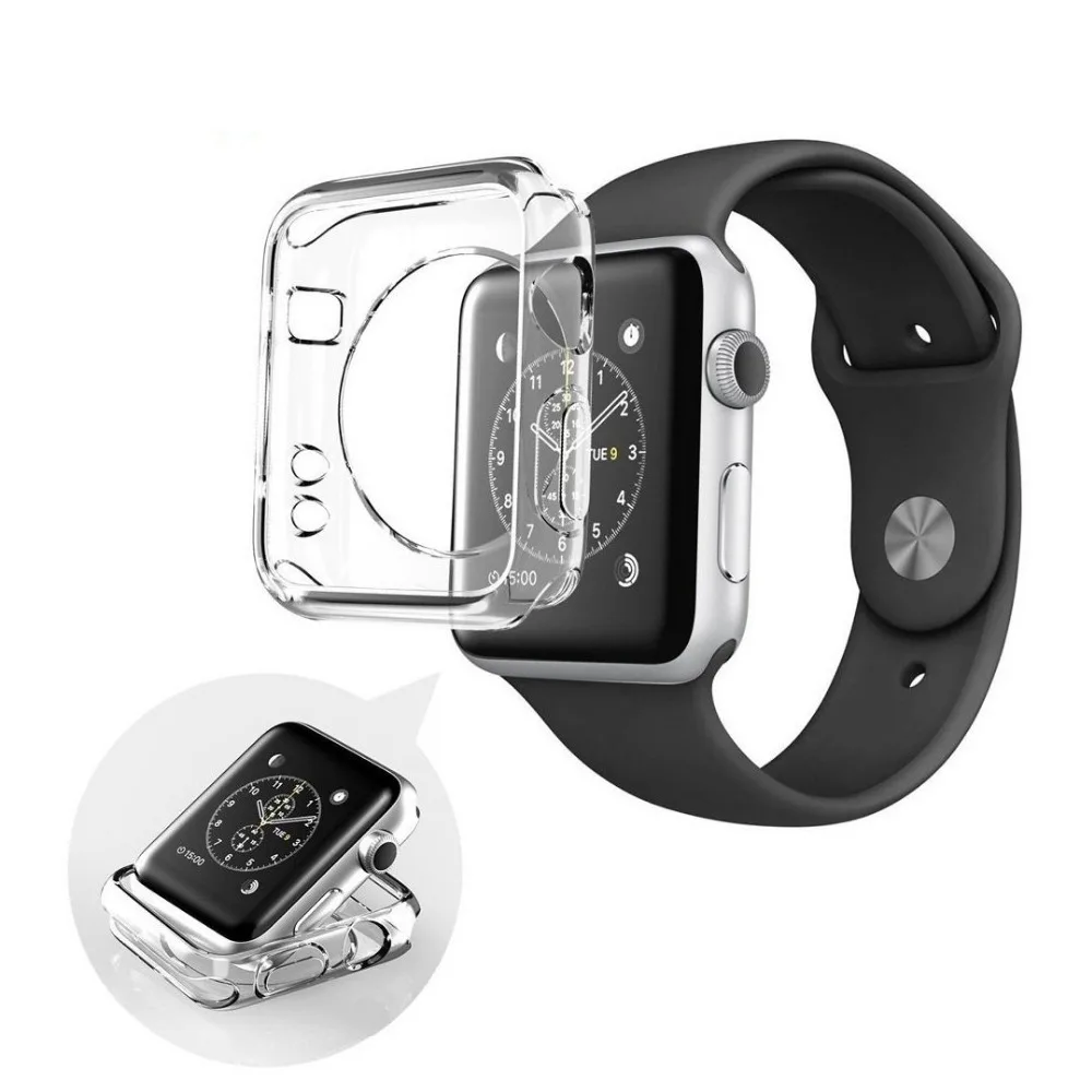 Чехол для часов Apple серия 3 1 2 38 мм 42 40 44 ТПУ мягкий прозрачный защитный Невидимый