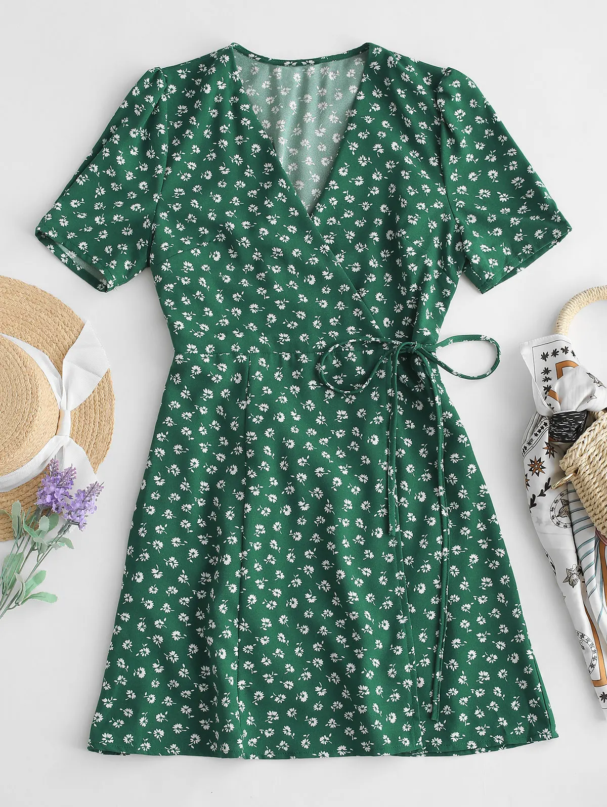 Женское пляжное платье ZAFUL шифоновое мини с цветочным принтом и треугольным